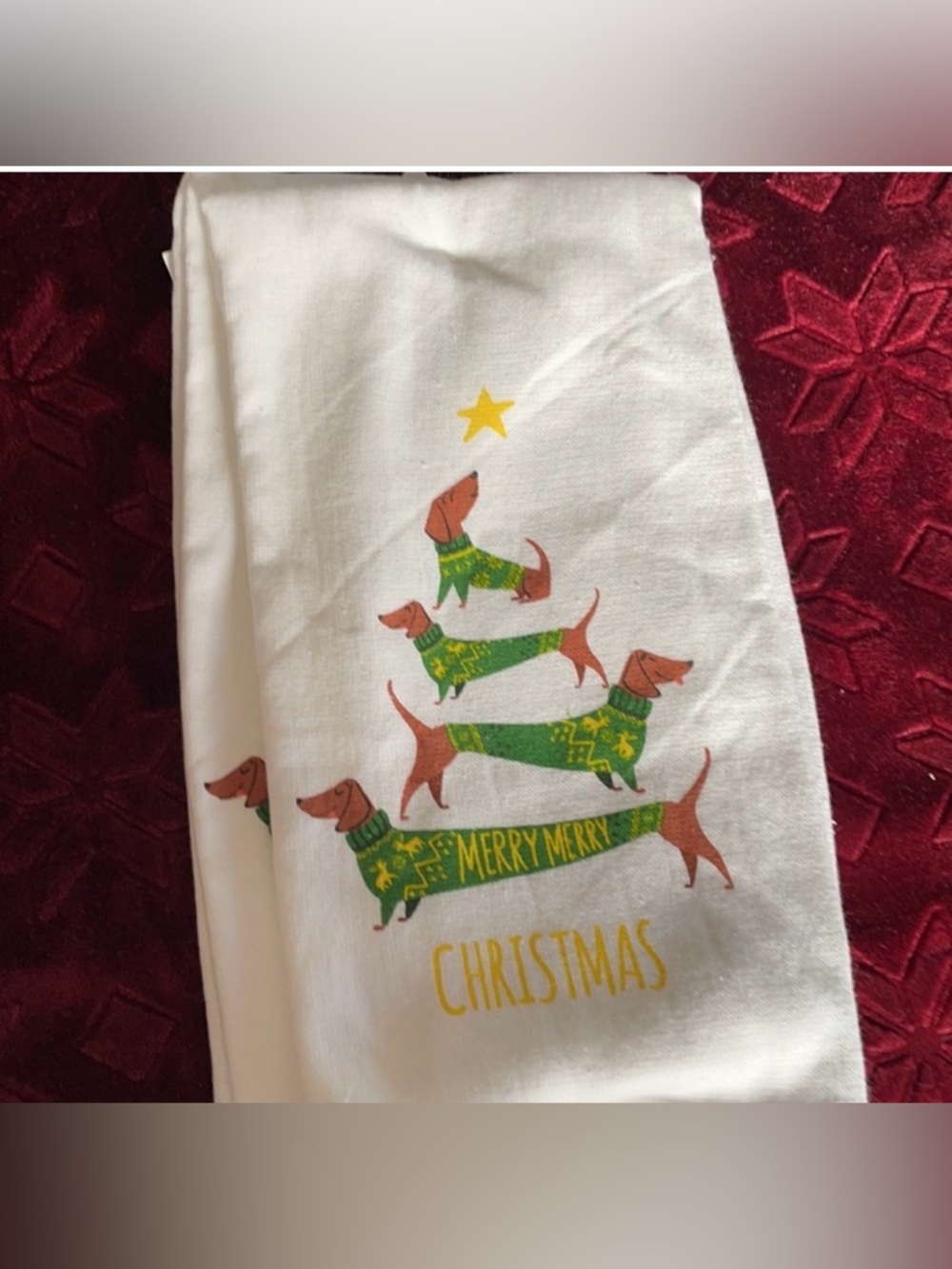 Dachshund holiday kitchen towels